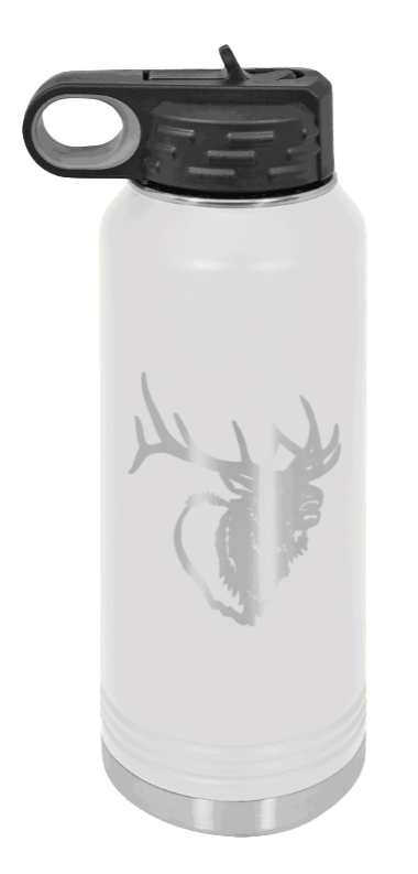 Elk Head - 32oz Water Bottle- White