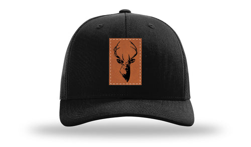 Richarson 112 Black Hat with 'Girl Dad' text Rawhide Leather Patch Hat with White stitching.