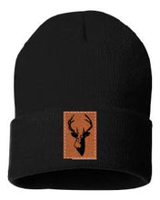 Load image into Gallery viewer, Buck Leather Patch Cuffed Beanie
