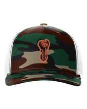 Load image into Gallery viewer, Distressed Flag Deer Leather Patch Richardson 112 Duck Camo Hat
