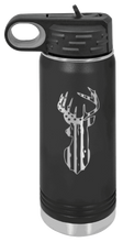 Load image into Gallery viewer, Distressed Flag Deer Laser Engraved Water Bottle (Etched)
