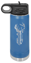 Load image into Gallery viewer, Distressed Flag Deer Laser Engraved Water Bottle (Etched)
