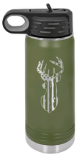 Load image into Gallery viewer, Distressed Flag Deer Laser Engraved Water Bottle (Etched)
