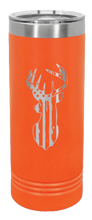 Load image into Gallery viewer, Distressed Flag Deer Laser Engraved Skinny Tumbler (Etched)
