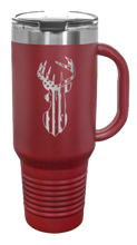 Load image into Gallery viewer, Distressed Flag Deer 40oz Handle Mug Laser Engraved
