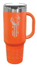 Load image into Gallery viewer, Distressed Flag Deer 40oz Handle Mug Laser Engraved
