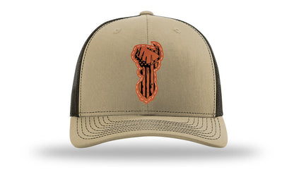 Distressed Flag Deer Leather Patch Richardson 112 Hat