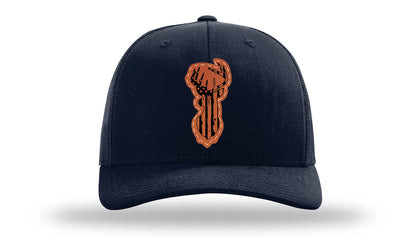 Distressed Flag Deer Leather Patch Richardson 112 Hat