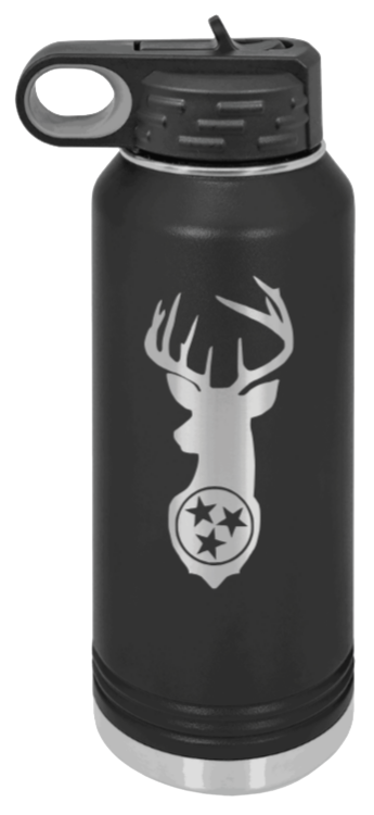Tristar Deer - 32oz Water Bottle- Black