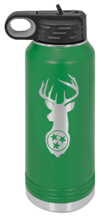 Tristar Deer - 32oz Water Bottle- Green