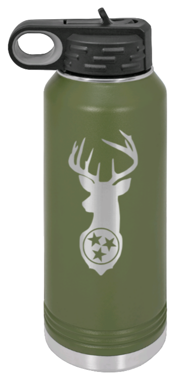 Tristar Deer - 32oz Water Bottle- Olive