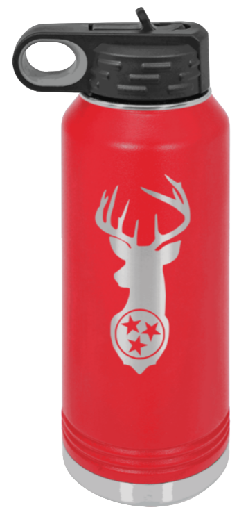 Tristar Deer - 32oz Water Bottle- Red