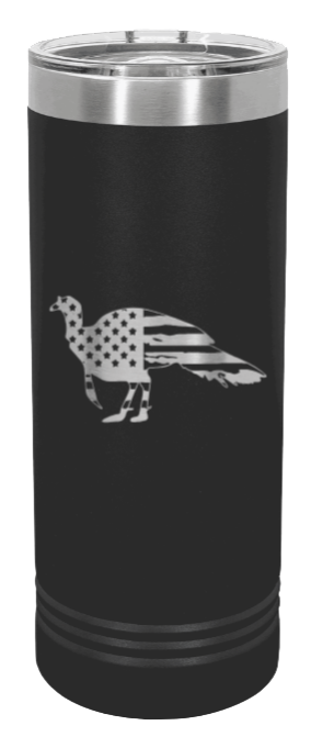 Distressed Flag Turkey Laser Engraved Skinny Tumbler (Etched)