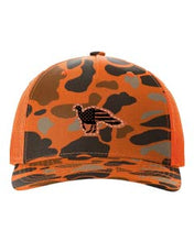 Load image into Gallery viewer, Distressed Flag Turkey Leather Patch Richardson 112 Duck Camo Hat
