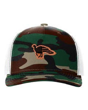 Load image into Gallery viewer, Distressed Flag Turkey Leather Patch Richardson 112 Duck Camo Hat
