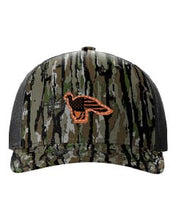 Load image into Gallery viewer, Distressed Flag Turkey Leather Patch Richardson 112 Duck Camo Hat
