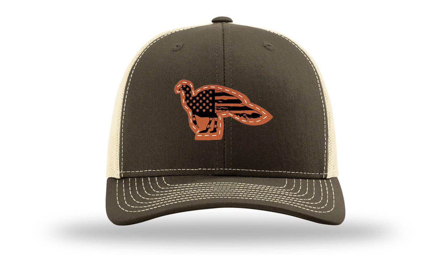 Distressed Flag Turkey Leather Patch Richardson 112 Hat