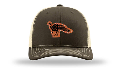 Distressed Flag Turkey Leather Patch Richardson 112 Hat