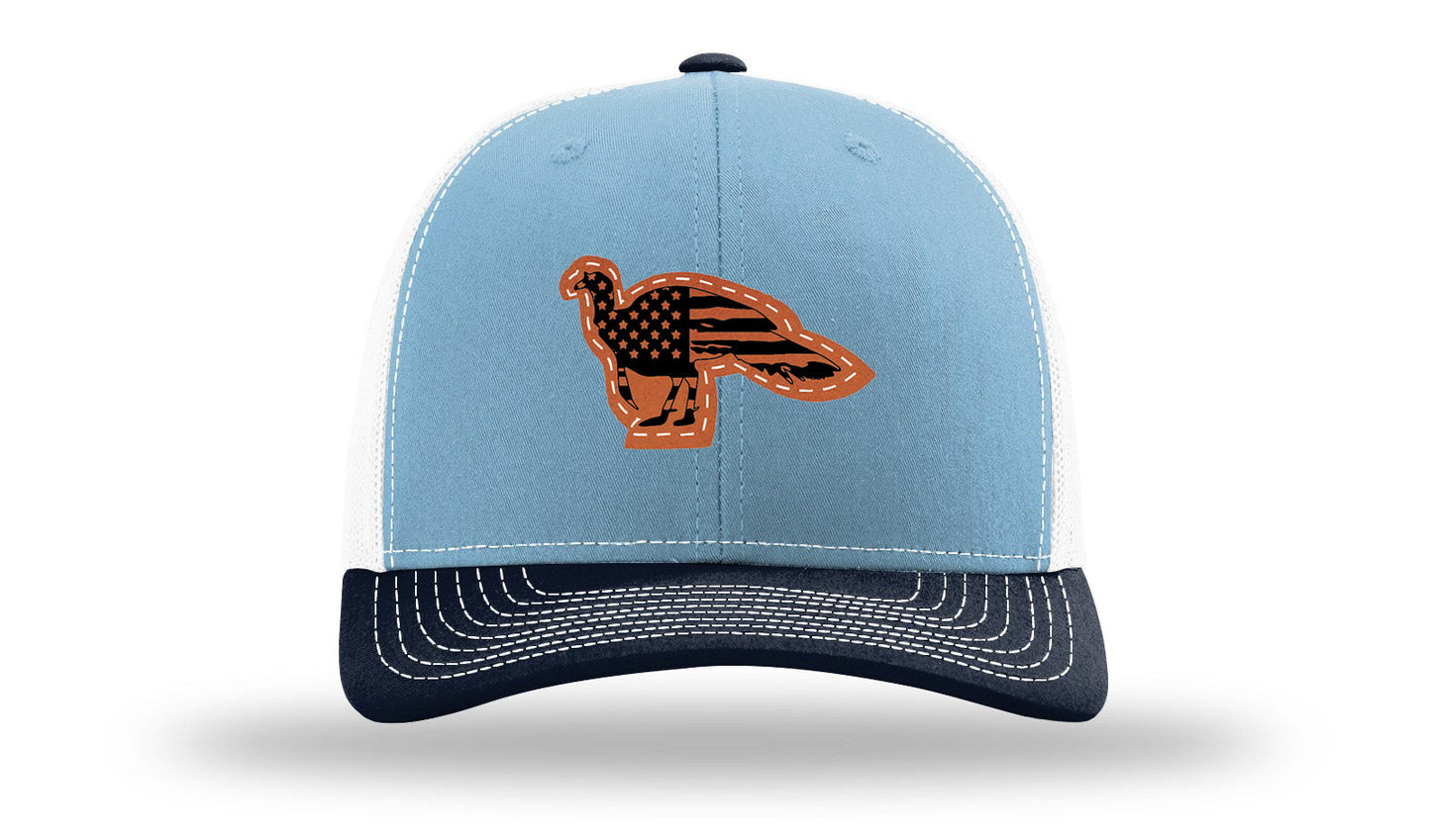 Distressed Flag Turkey Leather Patch Richardson 112 Hat