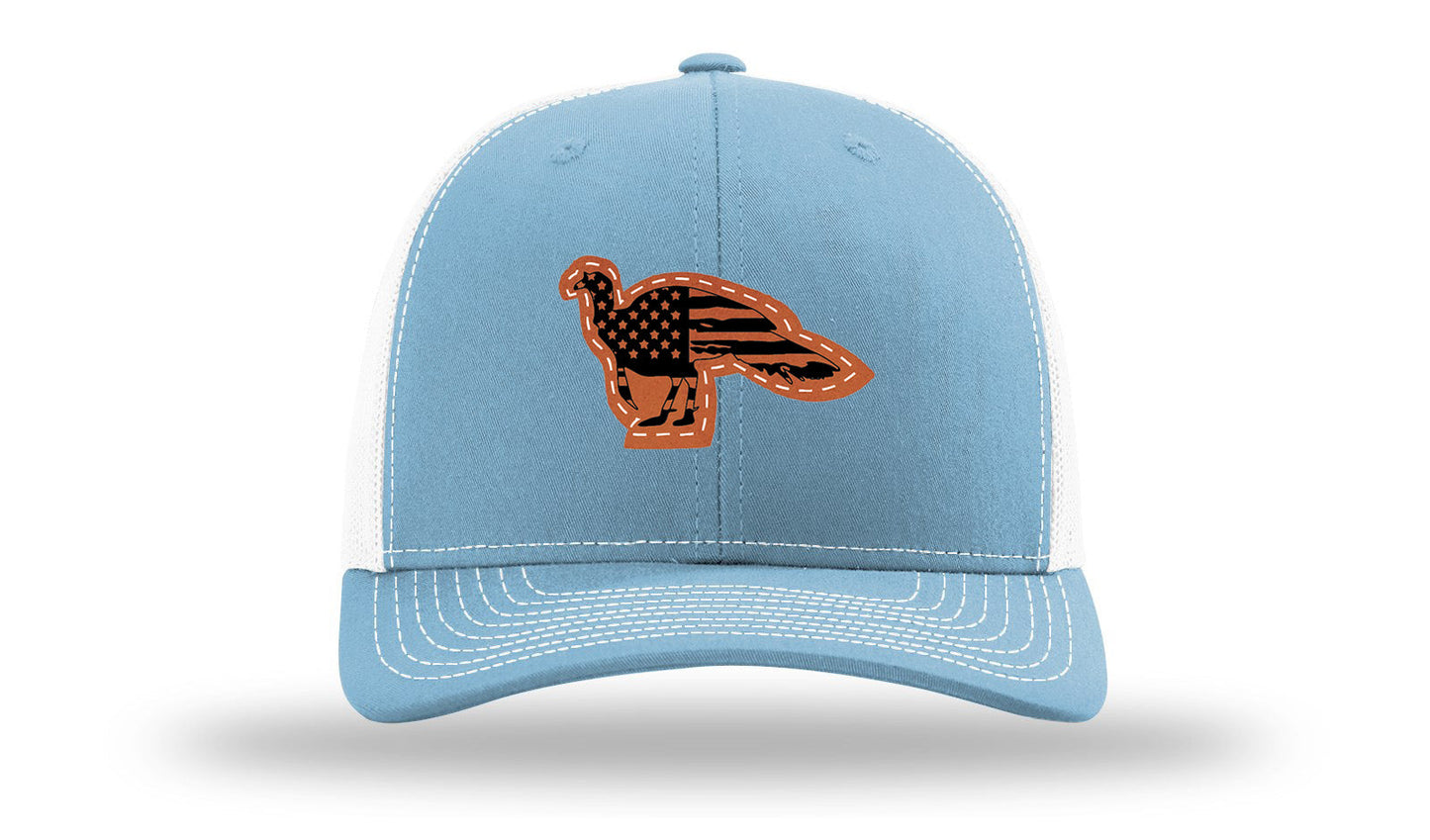 Distressed Flag Turkey Leather Patch Richardson 112 Hat