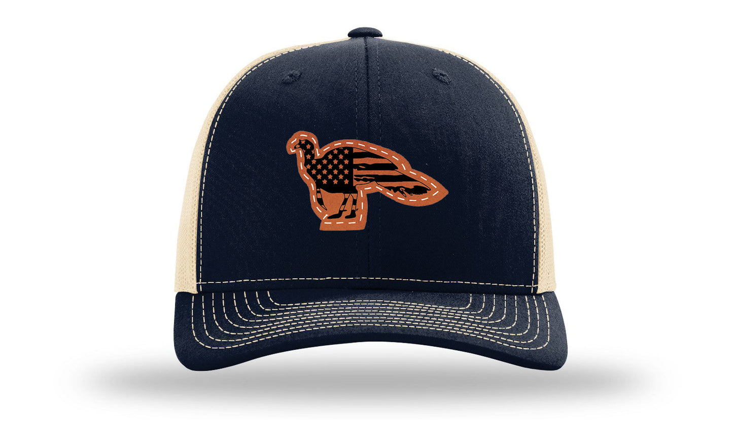 Distressed Flag Turkey Leather Patch Richardson 112 Hat