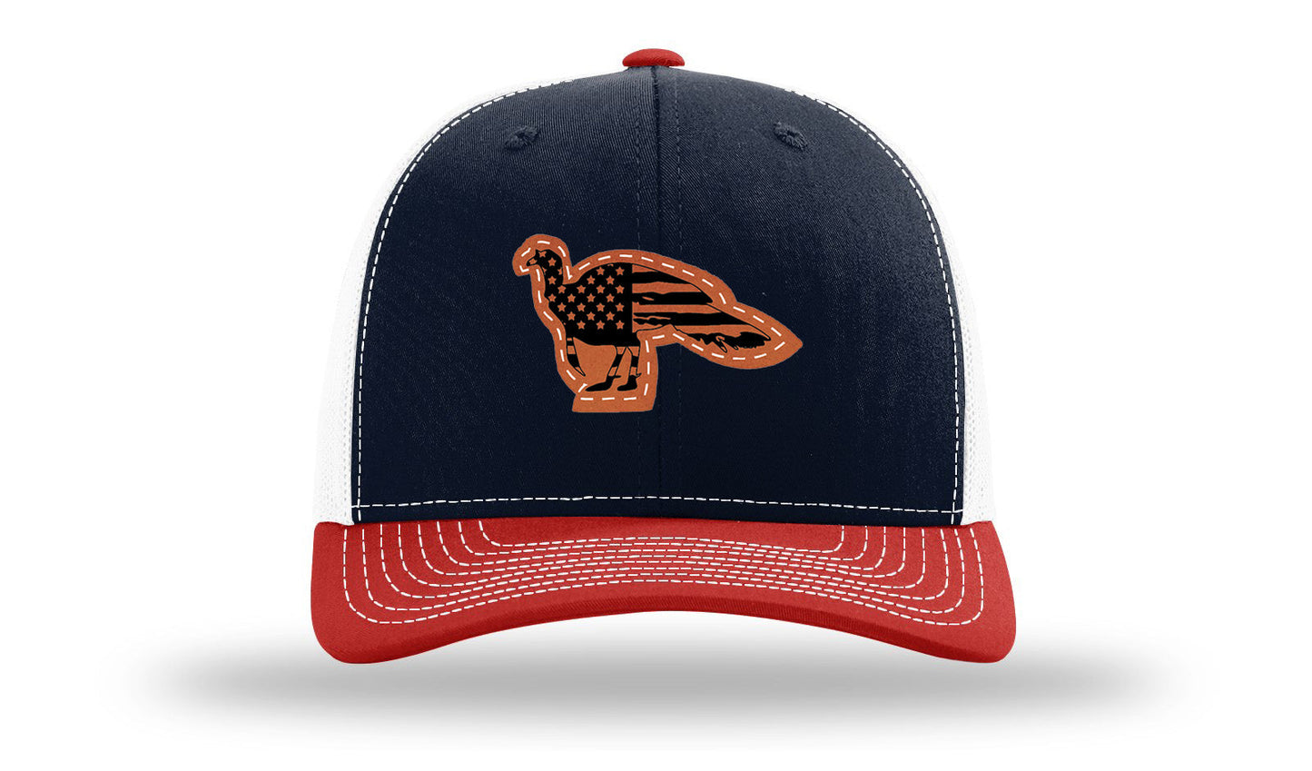 Distressed Flag Turkey Leather Patch Richardson 112 Hat