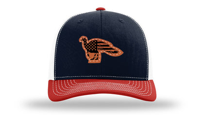 Distressed Flag Turkey Leather Patch Richardson 112 Hat