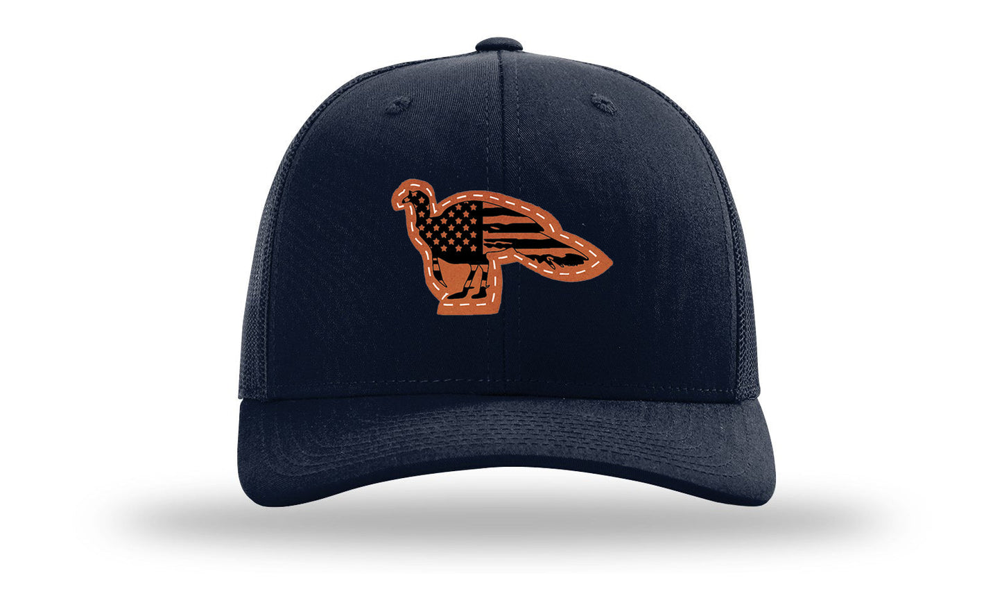 Distressed Flag Turkey Leather Patch Richardson 112 Hat