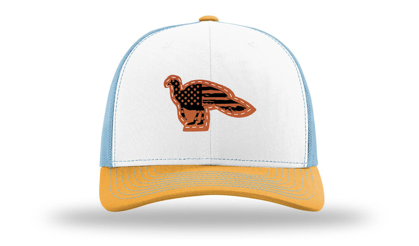 Distressed Flag Turkey Leather Patch Richardson 112 Hat