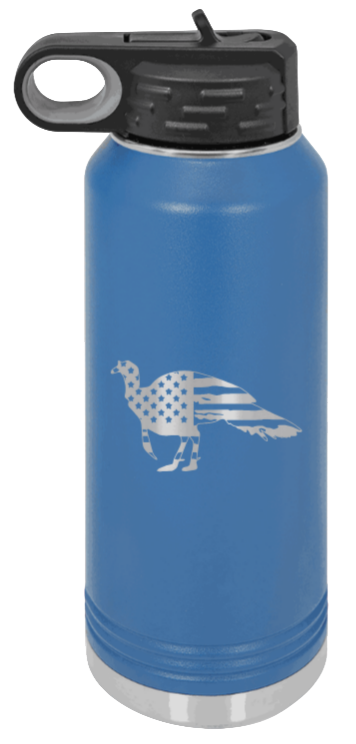 Distressed Flag Turkey - 32oz Water Bottle- Royal Blue