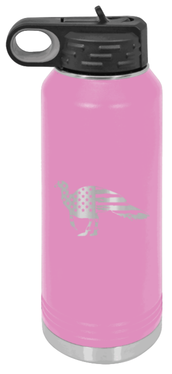 Distressed Flag Turkey - 32oz Water Bottle- Light Purple