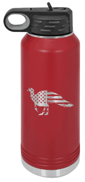 Distressed Flag Turkey - 32oz Water Bottle- Maroon