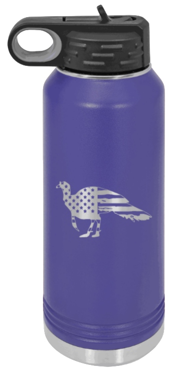 Distressed Flag Turkey - 32oz Water Bottle- Purple