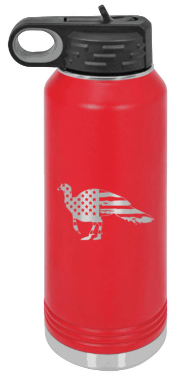 Distressed Flag Turkey - 32oz Water Bottle- Red