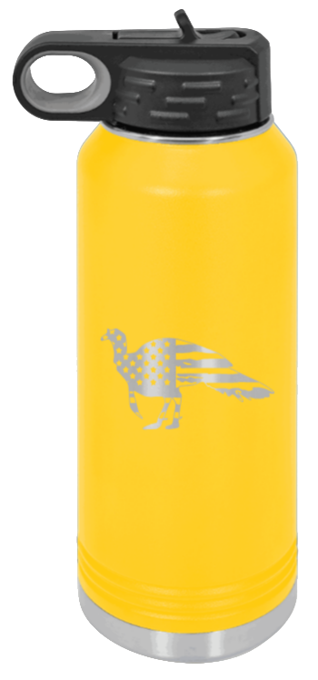Distressed Flag Turkey - 32oz Water Bottle- Yellow