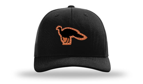 Richarson 112 Black Hat with 'Girl Dad' text Rawhide Leather Patch Hat with White stitching.
