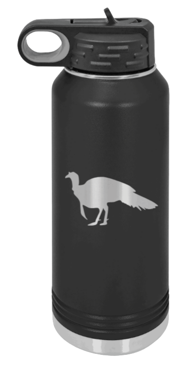 Turkey Silhouette - 32oz Water Bottle- Black