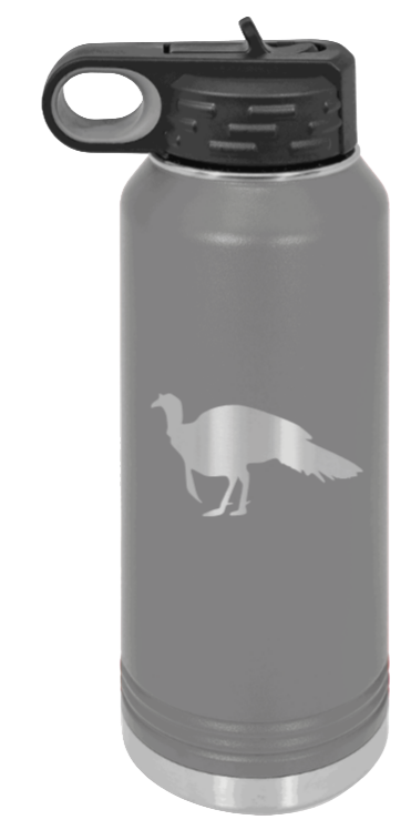 Turkey Silhouette - 32oz Water Bottle- Dark Grey