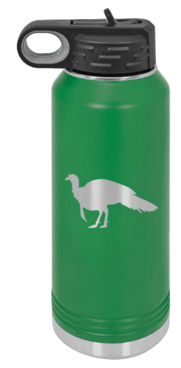 Turkey Silhouette - 32oz Water Bottle- Green