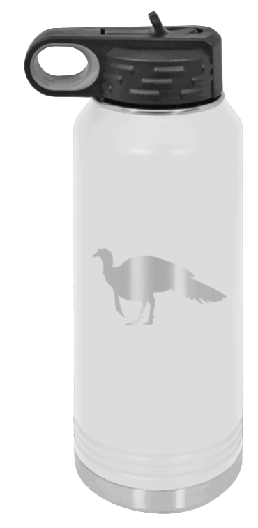 Turkey Silhouette - 32oz Water Bottle- White