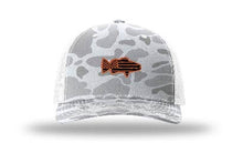 Load image into Gallery viewer, Distressed Flag Fish Leather Patch Richardson 112 Duck Camo Hat
