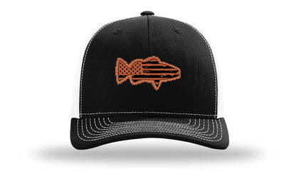 Distressed Flag Bass Leather Patch Richardson 112 Hat