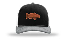 Load image into Gallery viewer, Distressed Flag Bass Leather Patch Richardson 112 Hat
