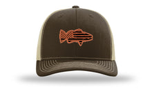 Load image into Gallery viewer, Distressed Flag Bass Leather Patch Richardson 112 Hat
