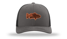Load image into Gallery viewer, Distressed Flag Bass Leather Patch Richardson 112 Hat
