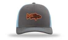 Load image into Gallery viewer, Distressed Flag Bass Leather Patch Richardson 112 Hat
