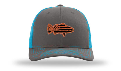 Distressed Flag Bass Leather Patch Richardson 112 Hat