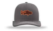 Load image into Gallery viewer, Distressed Flag Bass Leather Patch Richardson 112 Hat
