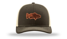 Load image into Gallery viewer, Distressed Flag Bass Leather Patch Richardson 112 Hat
