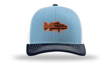 Load image into Gallery viewer, Distressed Flag Bass Leather Patch Richardson 112 Hat
